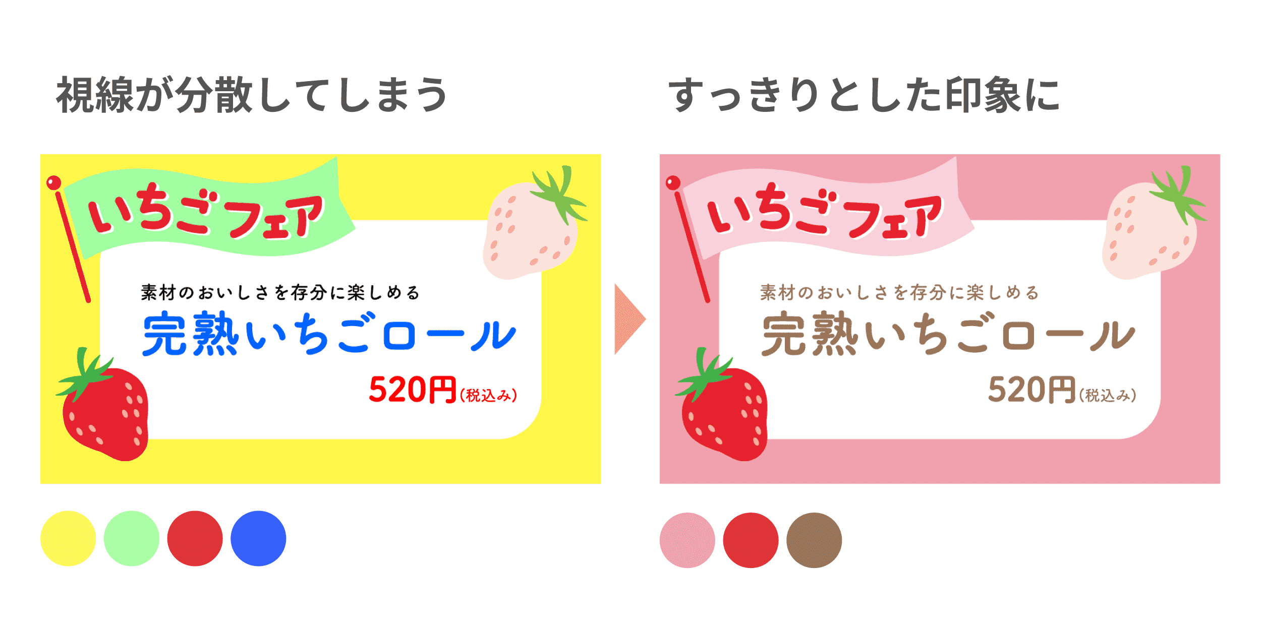 使用する色は3色程度に留める
